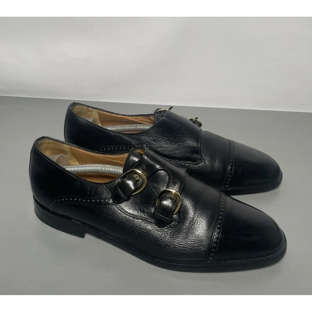 Mezlan Portofino Double Monk strap Black Dress Shoes Men's 8M